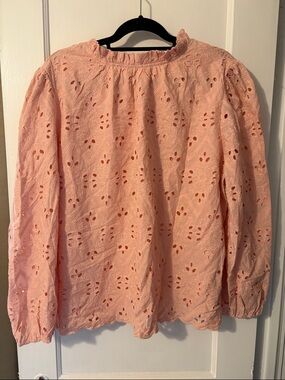 Women’s Eyelet Peasant Blouse - Pink